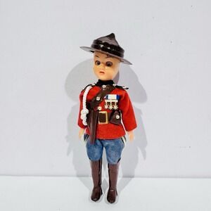 Vintage Canadian‎ Mountie Celluloid Sleepy Eye Boy Doll 6" Tall